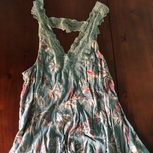 Free People Tropical Lace Trimmed Racerback